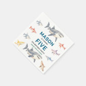 Shark Splash 5th Birthday Party | Cute Ocean Kids スタンダードカクテルナプキン (角)