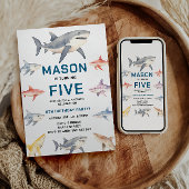 Shark Splash 5th Birthday Party | Cute Ocean Kids 招待状