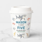 Shark Splash 5th Birthday Party | Cute Ocean Kids 紙コップ (裏面)