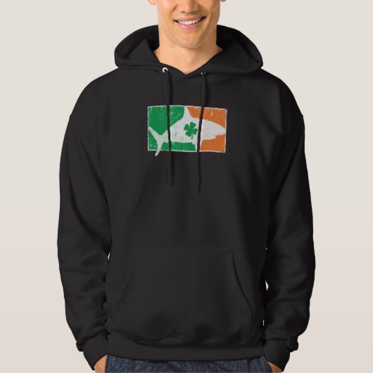 Shark St Patrick's Day Irish Flag C Distressed パーカ (正面)