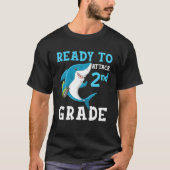 Shark Students Kids Ready To Attack Two Grade Back Tシャツ (正面)