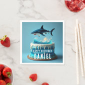 Shark themed Birthday Cake スタンダードカクテルナプキン (インサイチュ)