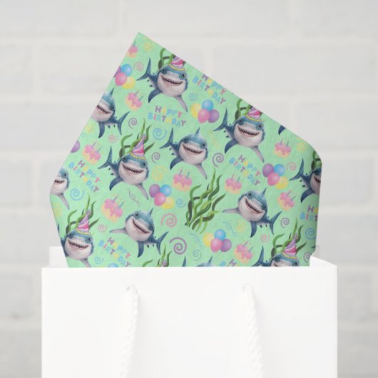 Shark Tissue Paper in Green 薄葉紙 (ギフトバッグ)