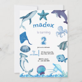 Shark Under the Sea Birthday Party 招待状