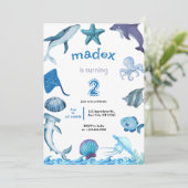 Shark Under the Sea Birthday Party 招待状 (スタンド正面)