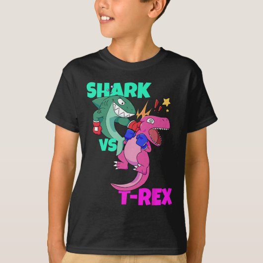 Shark Vs Dinosaur T Rex Boxing Gloves For Kids Boy Tシャツ (正面)