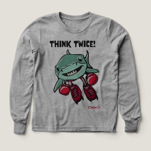Shark with boxing gloves Long sleeve T-Shirt (デザイン正面)