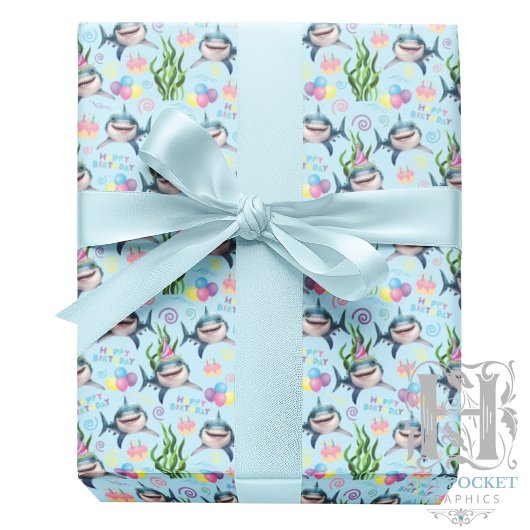 Shark Wrapping Paper in Blue ラッピングペーパー