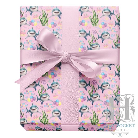 Shark Wrapping Paper in Pink ラッピングペーパー