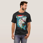 Shark Xmas Lights Reindeer Santa Shark Christmas Tシャツ (正面フル)