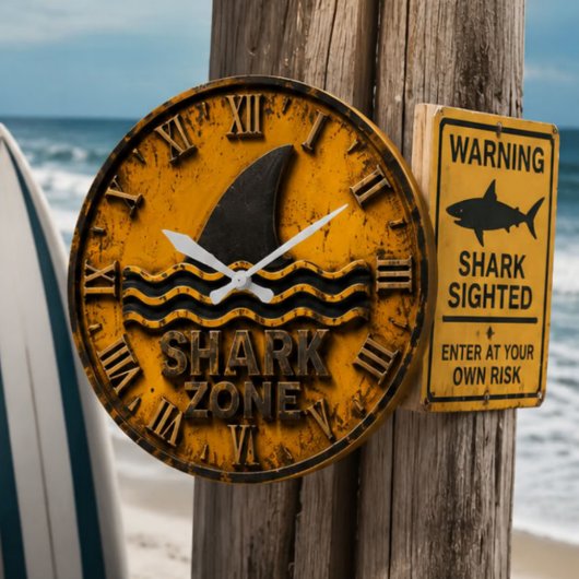 Shark Zone Nautical Beach House ラージ壁時計
