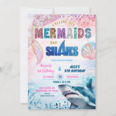 Sharks and Mermaids Joint Birthday invitation 招待状 (正面)