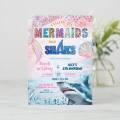 Sharks and Mermaids Joint Birthday invitation 招待状 (スタンド正面)