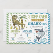 Sharks & Dinosaurs Joint Birthday 招待状 (正面)