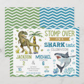 Sharks & Dinosaurs Joint Birthday 招待状 (正面/裏面)