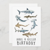 Sharks Greeting Card – キラーの誕生日を持つ (正面/裏面)