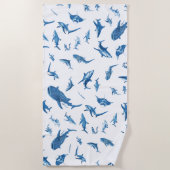 Sharks & Manta Rays|Ocean Art Design ビーチタオル (正面)