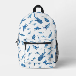 Sharks & Manta Rays|Ocean Art Design プリントバックパック