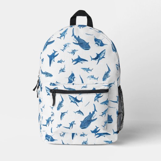 Sharks & Manta Rays｜Ocean Art Design プリントバックパック (正面)