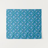 Sharks Starfish Ocean Life Nautical Coastal Blue タペストリー (正面(横))
