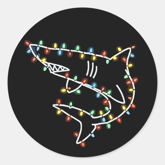 Sharks Tree Christmas Xmas Pet Animal Shark Lover  ラウンドシール (正面)