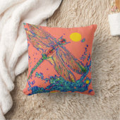 Sharles著トンボのしぶきのサーモンピンクの枕 クッション (ブランケット)