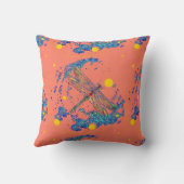 Sharles著トンボのしぶきのサーモンピンクの枕 クッション (裏面)