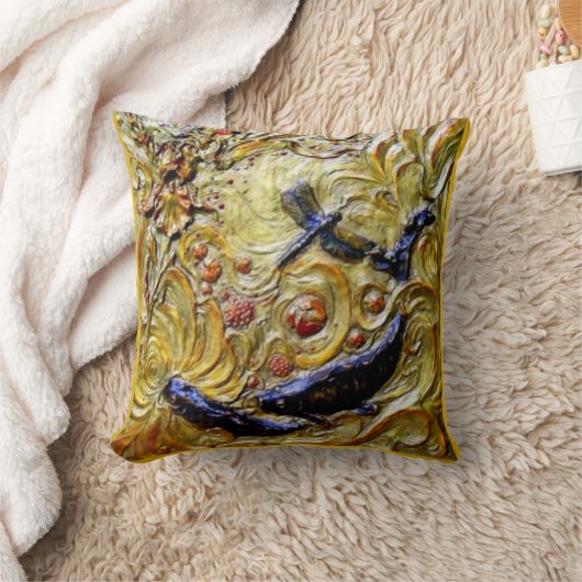 Sharles著トンボのアールヌーボーのレリーフ、浮き彫りの枕 クッション (ブランケット)