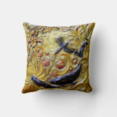 Sharles著トンボのアールヌーボーのレリーフ、浮き彫りの枕 クッション (裏面)