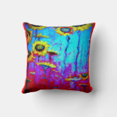 Sharles著ヒマワリの青い月光の神秘的な枕 クッション (裏面)