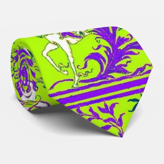Sharles著ユニコーンの緑及び紫色の木製のつる植物のタイ ネクタイ (ロール)
