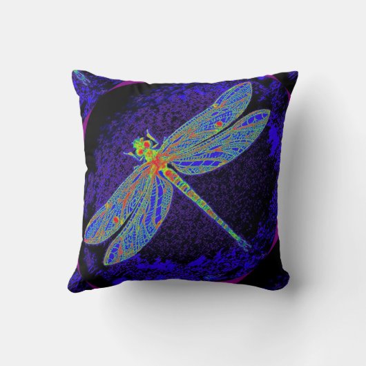 Sharles著紗織のトンボの真夜中の青い枕 クッション (裏面)