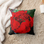 Sharles著赤いゼラニウムの花の枕 クッション (ブランケット)