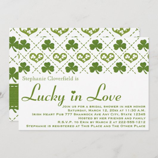 Sharmockおよびハートのブライダルシャワー招待状 招待状 (正面/裏面)