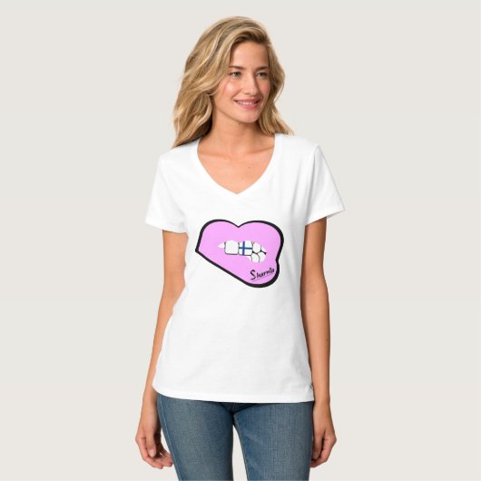 Sharniaの唇のフィンランドの上(Pink Lips Lt) Tシャツ (正面フル)