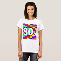 Sharniaの`の80sによって着色される背景の」Tシャツ