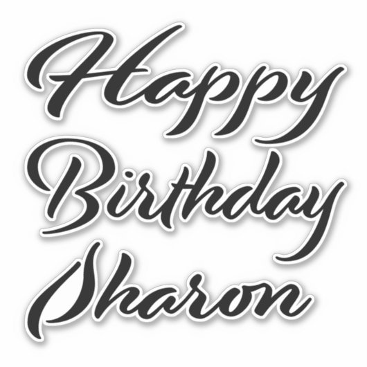 Sharon Name Vorname black Sticker Geburtstag シール (正面)