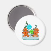 SHARON SHARPEによるジンジャーブレッドの子供と棒つきキャンデー マグネット (正面/裏面)