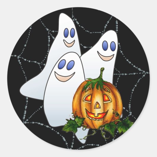 SHARON SHARPEによるスプーク、くもの巣&ジャッキ3 ラウンドシール (正面)