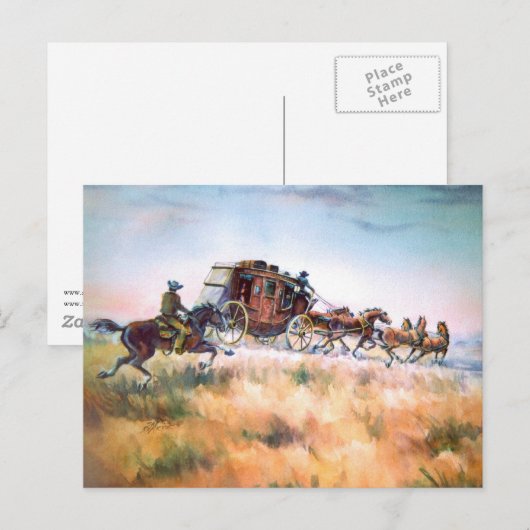 SHARON SHARPEによるBACKSCHEDULE STAGECOACH ポストカード (正面/裏面)