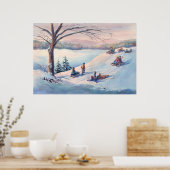 SHARON SHARPEによるSLEDS, KIDS & SNOW ポスター (キッチン)