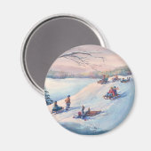 SHARON SHARPEによるSLEDS, KIDS & SNOW マグネット (正面/裏面)