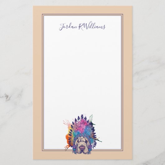 Sharpeiの原産のアメリカインディアンの責任者は|名前を加えます 便箋 (正面)