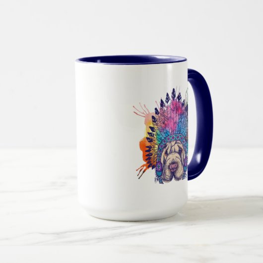 Sharpeiの原産のアメリカインディアンの責任者 マグカップ (正面右)