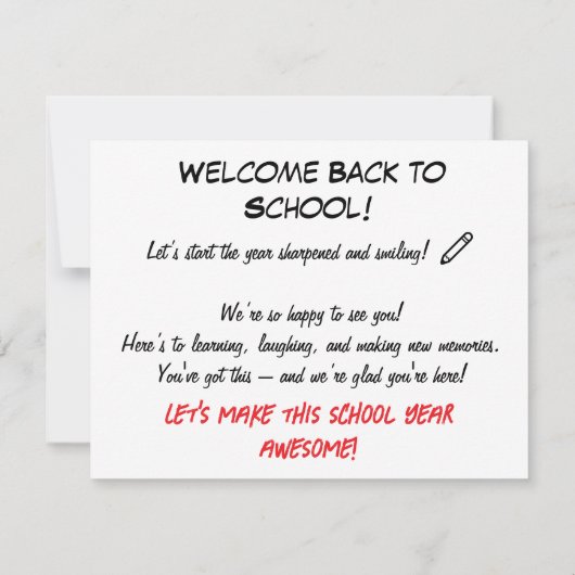 Sharpened & Smiling – Back to School Flat Card (裏面)