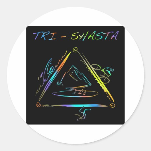 Shasta三Triathalonのロゴ ラウンドシール (正面)
