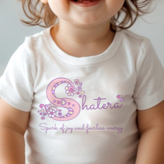 Shateraの名前の意味とイニシャルSモノグラムTシャツ ベビーボディスーツ