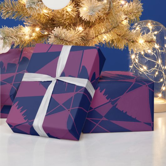 Shattered Blue Red ラッピングペーパー (クリスマス)