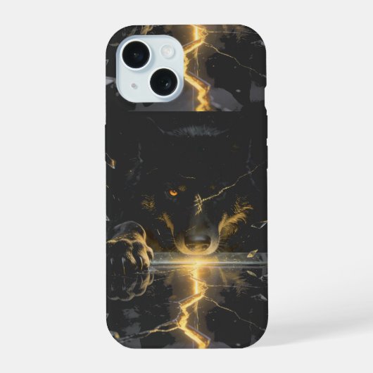 Shattered Lightning Wolf Mystical Dark Fantasy  iPhone 15ケース (裏面)