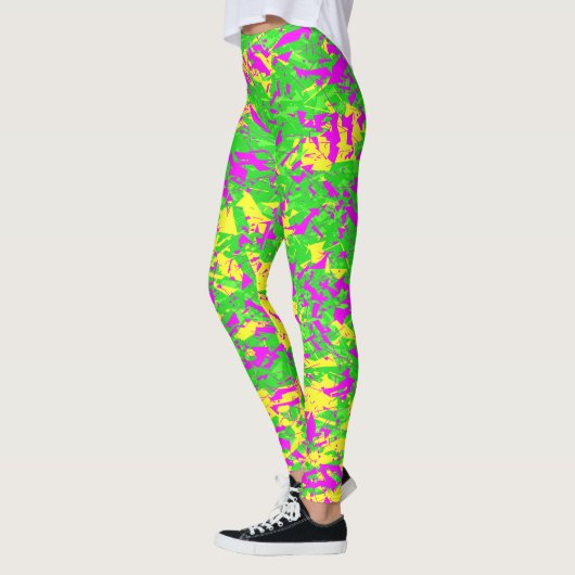 Shattered Neon Pink and Yellow Lime レギンス (左)